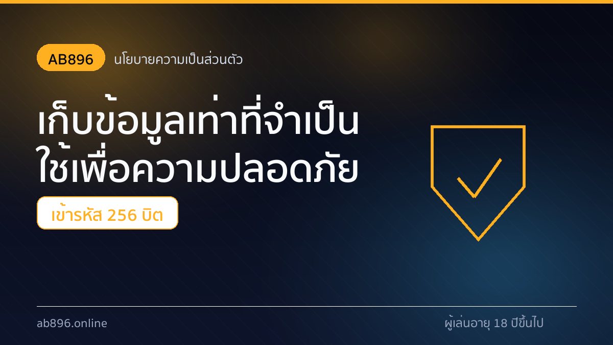 นโยบายความเป็นส่วนตัว AB896 แสดงหัวข้อข้อมูลที่เก็บและการเข้ารหัส 256 บิต